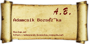 Adamcsik Bozsóka névjegykártya